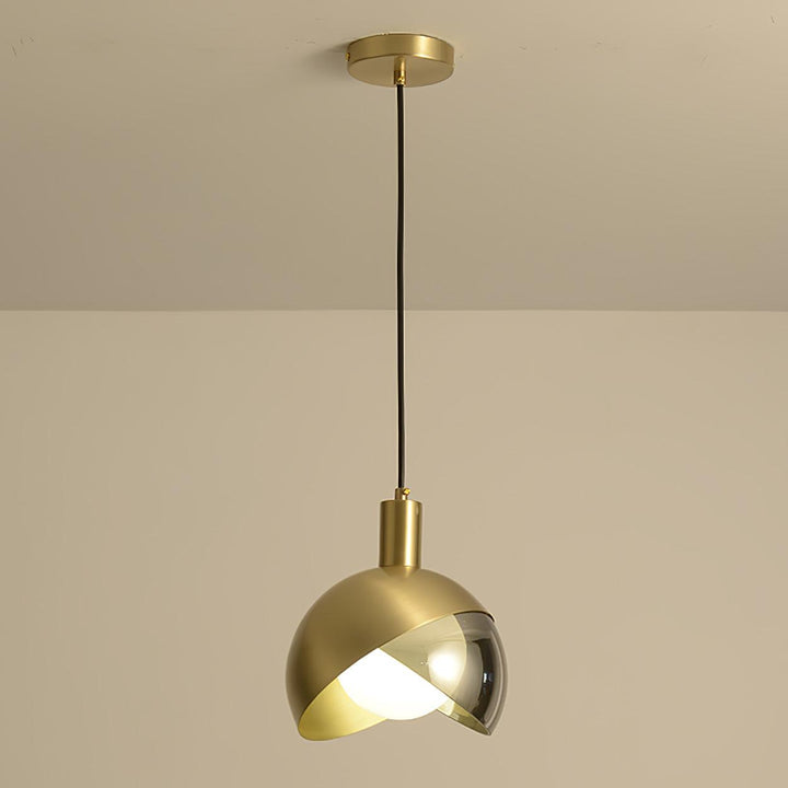 Adjustable Metal Pendant Light with Glass Shade