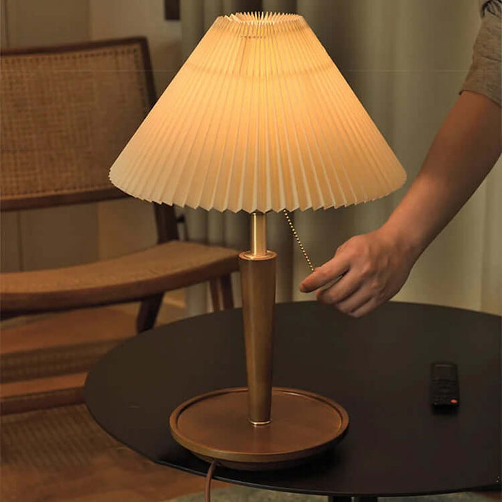 Pleated Wood Table Lamp