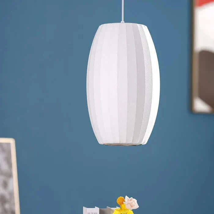 Modern Silk & Steel Pendant Light