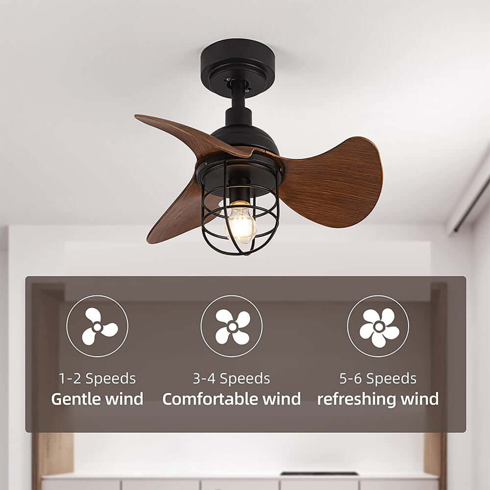Dark Walnut Ceiling Fan with Light 22inch