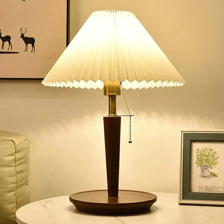 Pleated Wood Table Lamp