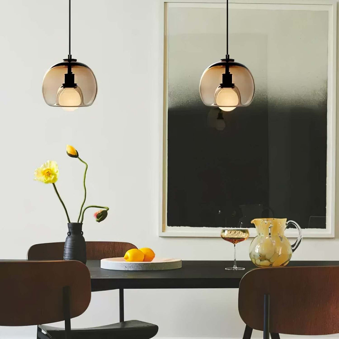Modern Glass Pendant Light, 25cm Diameter