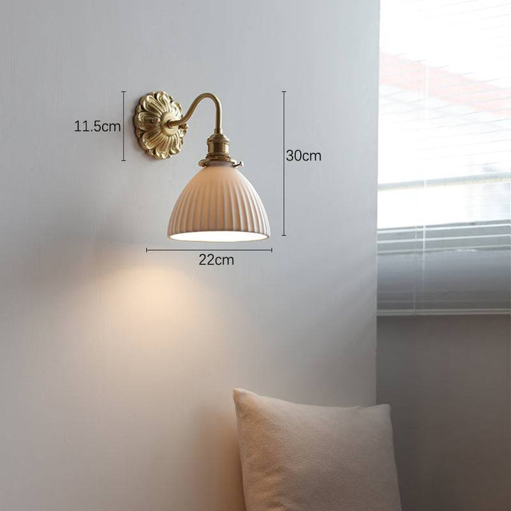Ceramic & Brass Wall Sconce Light Fixture