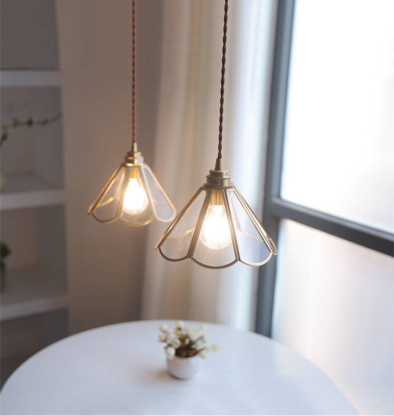 Elegant Glass Pendant Light with Brass Finish