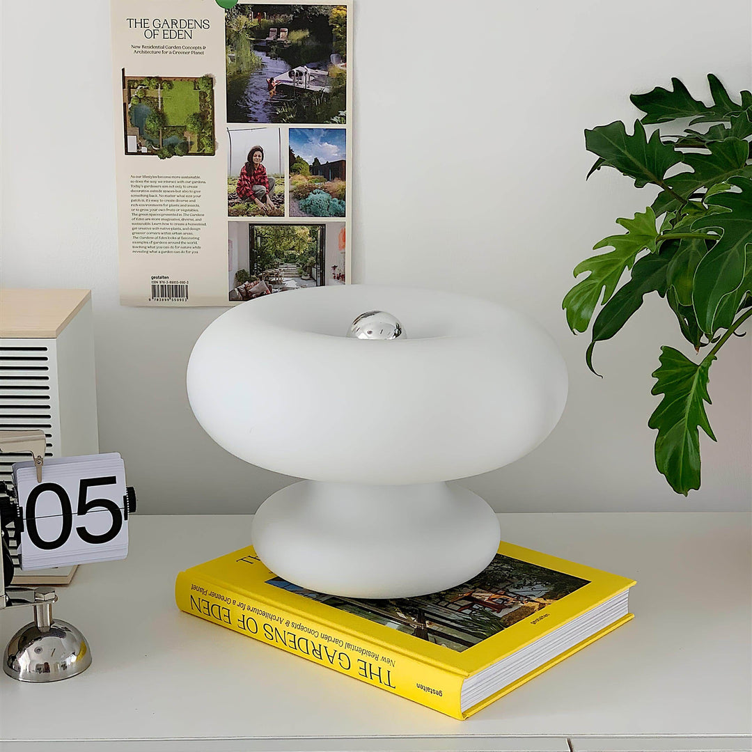 Modern Round Table Lamp with Metal Accent