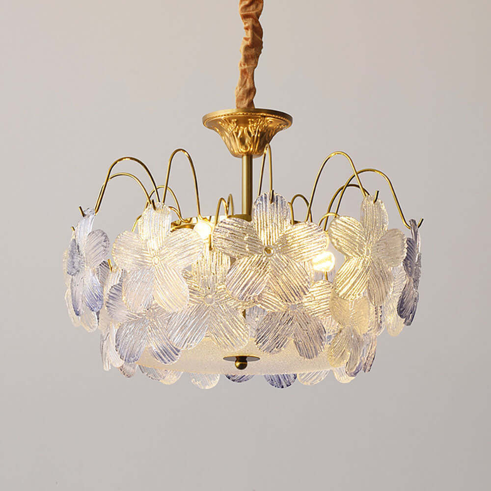 Floral Stained Glass Chandelier for Living Room