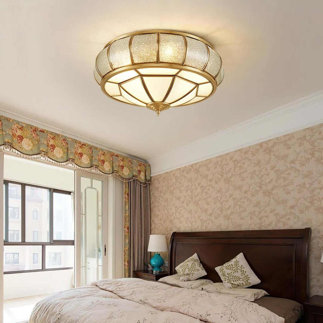 Round Textured Glass Ceiling Light Fixture