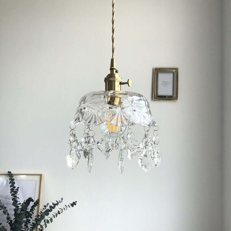 Crystal Glass Pendant Lamp - Elegant Transparent Design