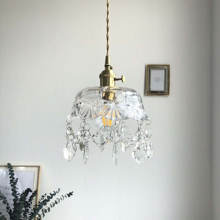 Crystal Glass Pendant Lamp - Elegant Transparent Design