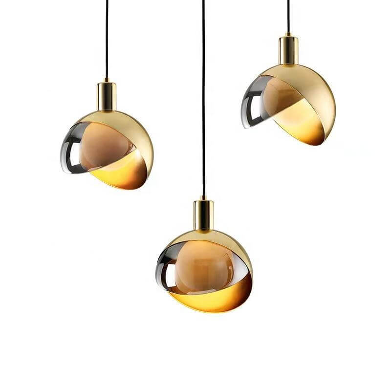 Gold Glass Pendant Light, Modern Hanging Ceiling Lamp