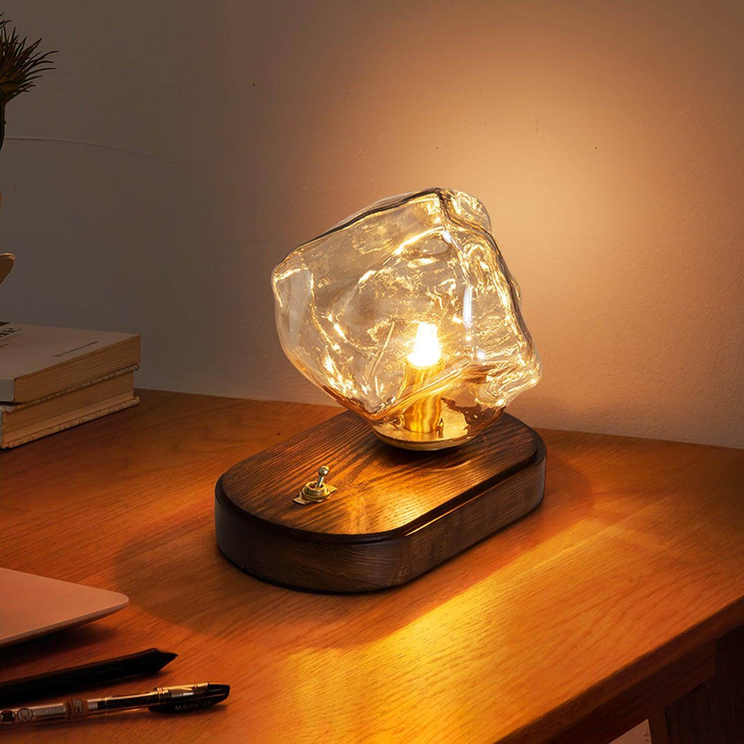 Elegant Glass Table Lamp with Metal Base