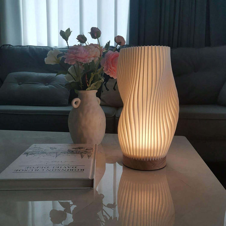 Modern Dimmable USB Desk Lamp with Wave Shade