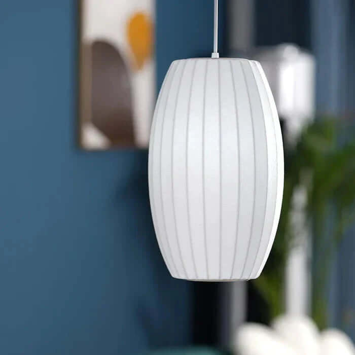 Modern Silk & Steel Pendant Light