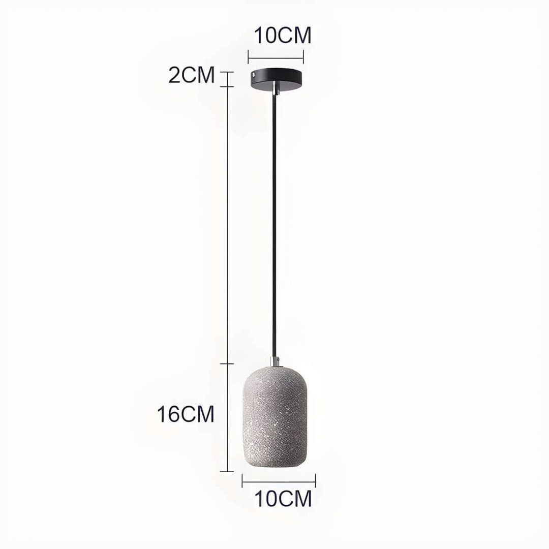 Modern Industrial Pendant Light Fixture, Cement, Glass, Dia 16cm