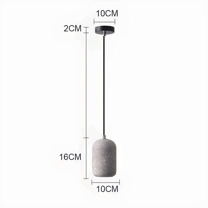 Modern Industrial Pendant Light Fixture, Cement, Glass, Dia 16cm