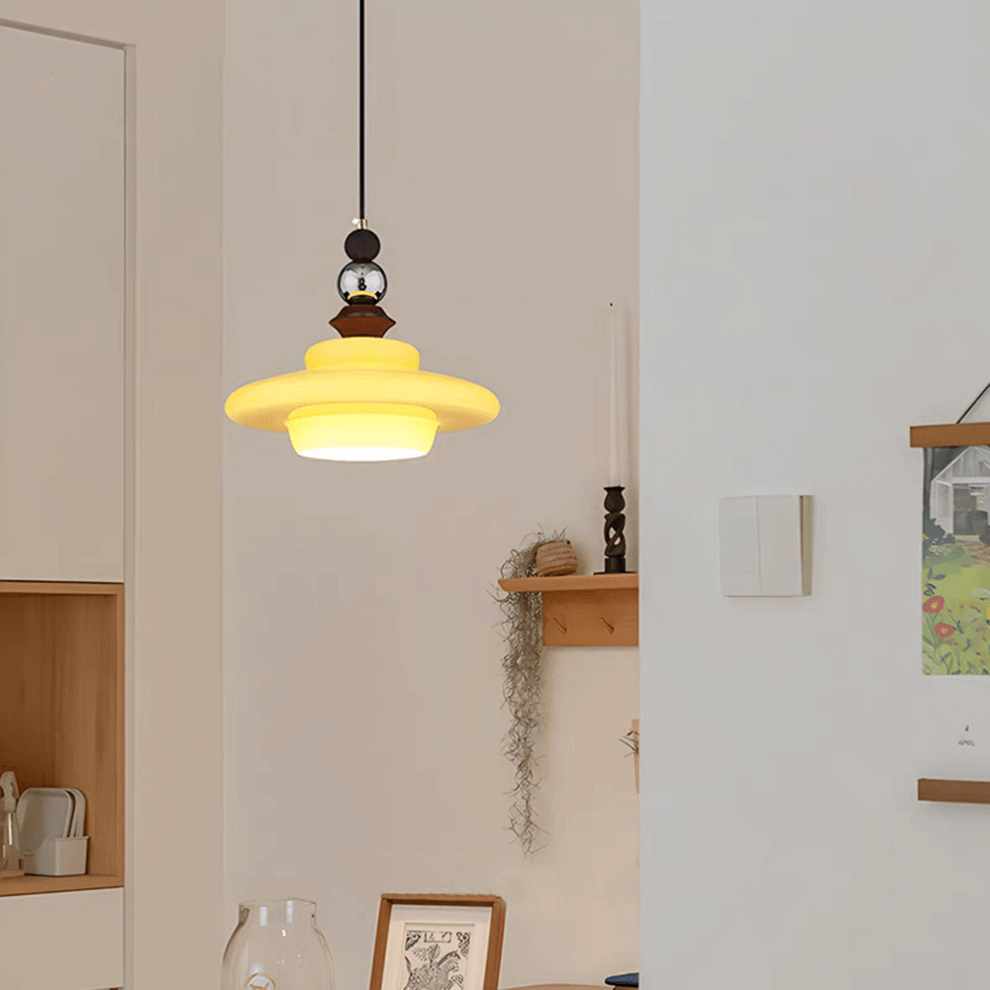 Medieval Style Beige Glass Pendant Light
