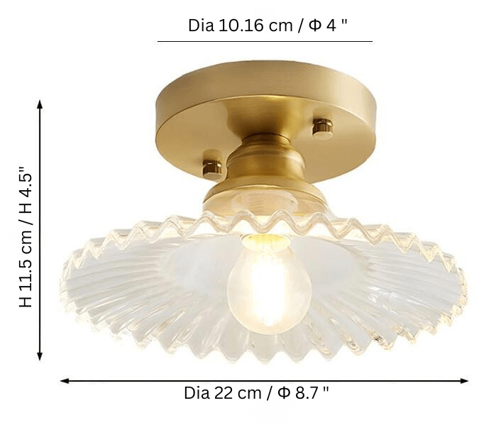 Vintage Style Clear Glass Ribbed Petal Ceiling Light