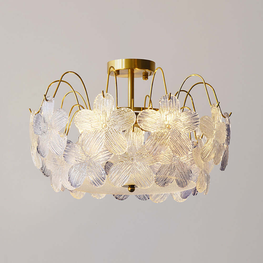Floral Stained Glass Chandelier for Living Room
