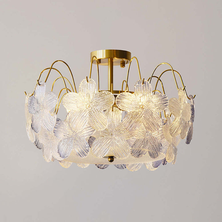 Floral Stained Glass Chandelier for Living Room