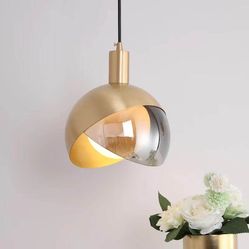 Gold Glass Pendant Light, Modern Hanging Ceiling Lamp