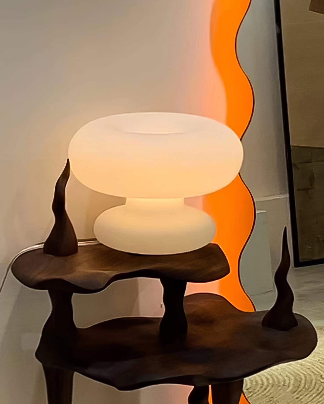 Modern Round Table Lamp with Metal Accent