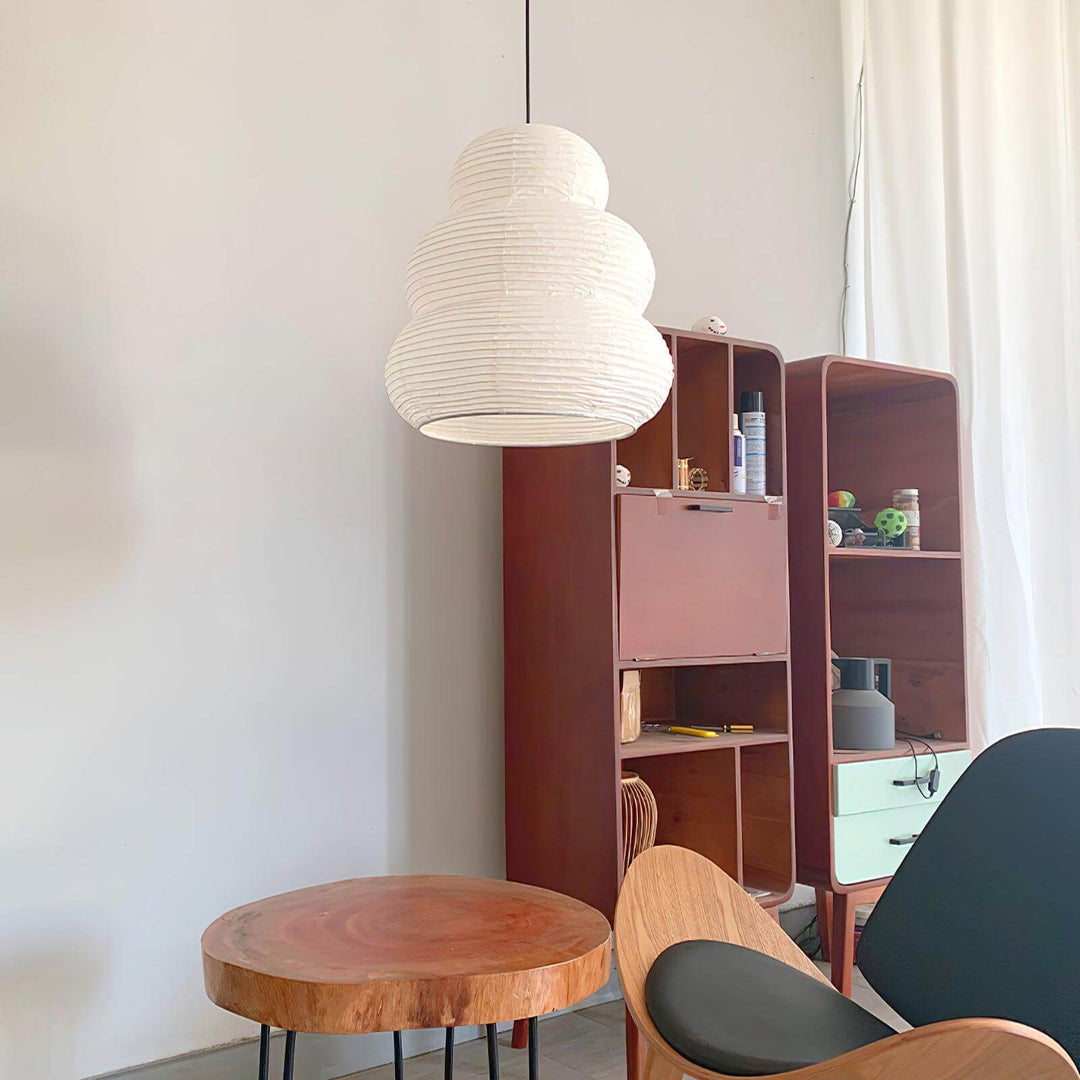 Round Pendant Light Fixture, 40cm Natural Paper Shade