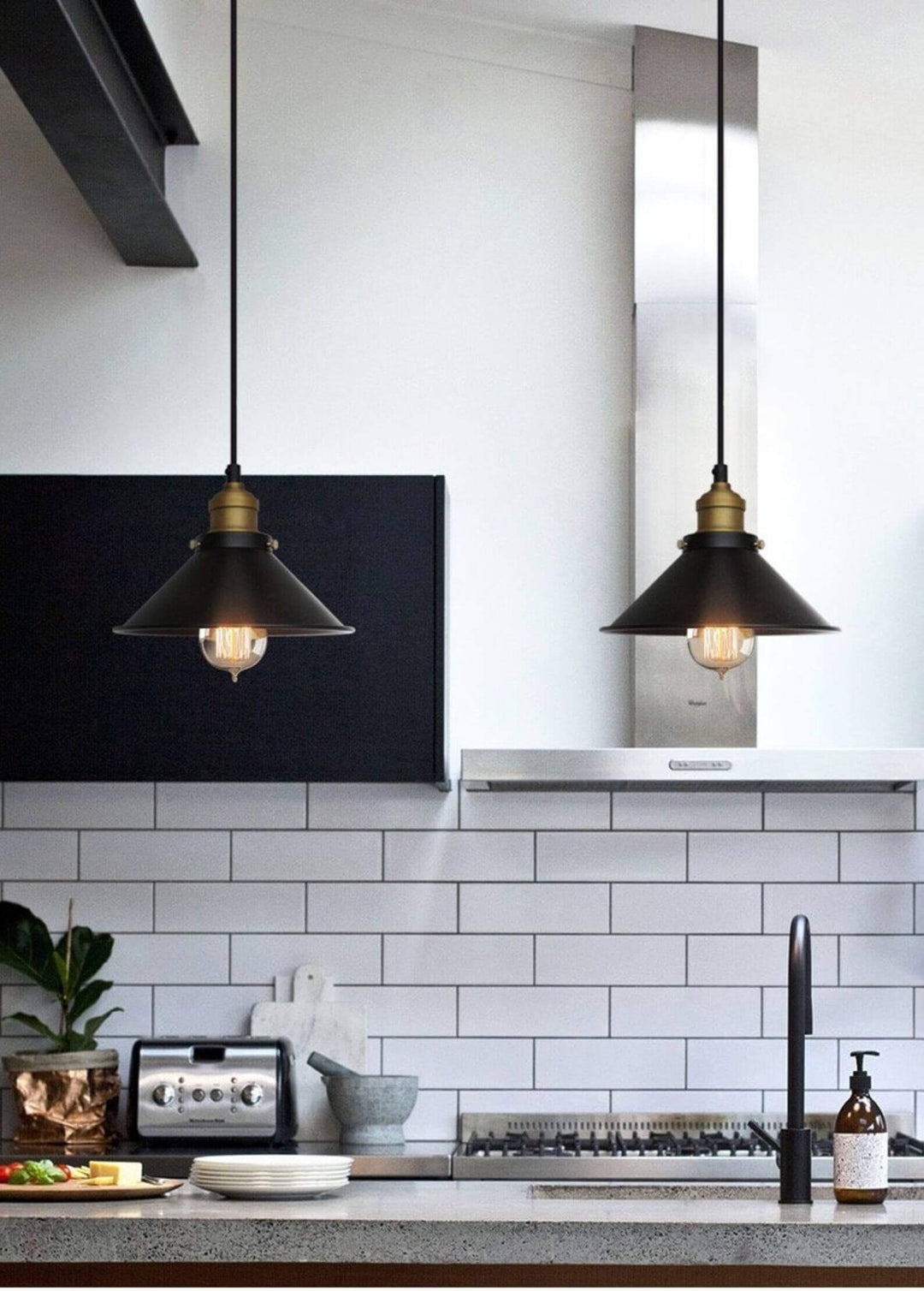 Vintage Brass Cone Pendant Light