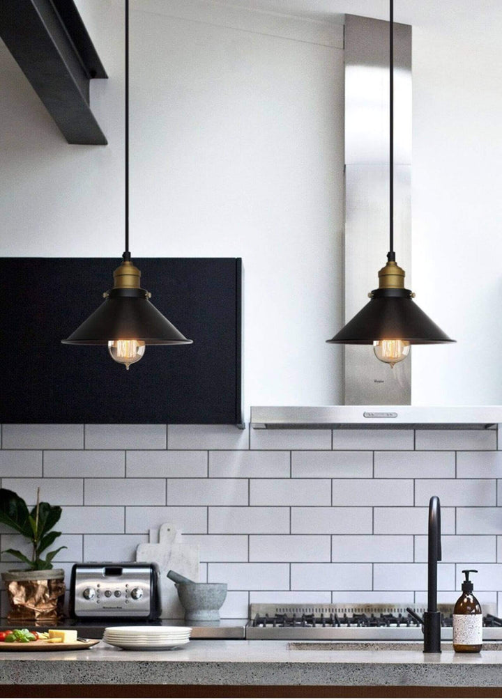 Vintage Brass Cone Pendant Light
