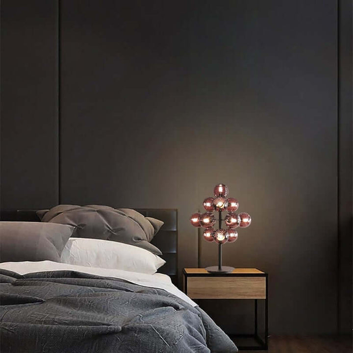 Decorative Grape Table Lamp with Black Iron & Glass
