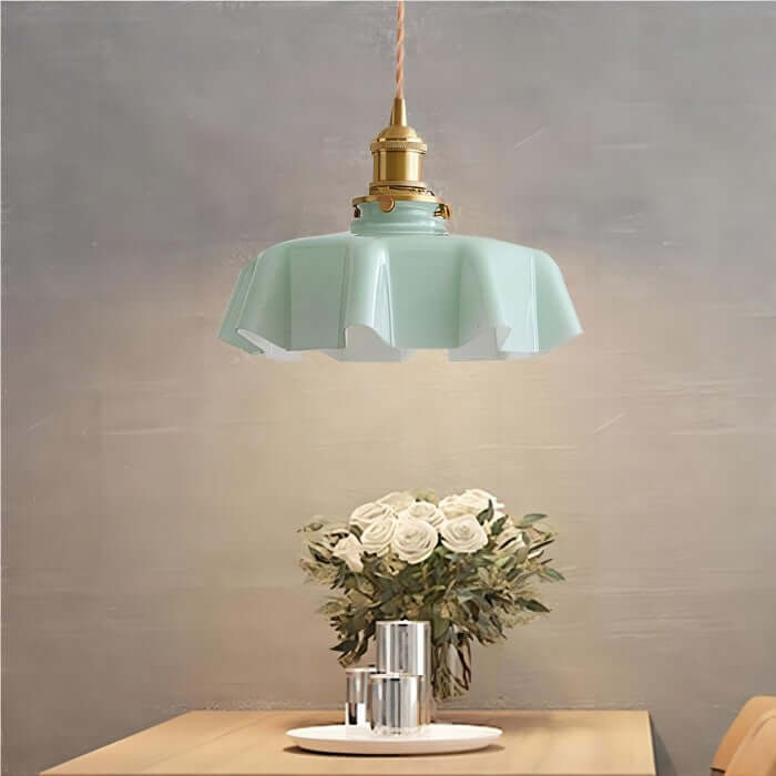 Retro Floral Glass Hanging Lamp 25cm