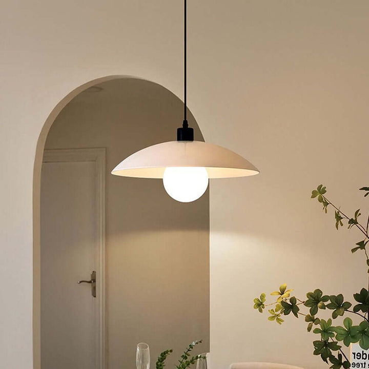 Modern White Glass Disc Pendant Light Fixture