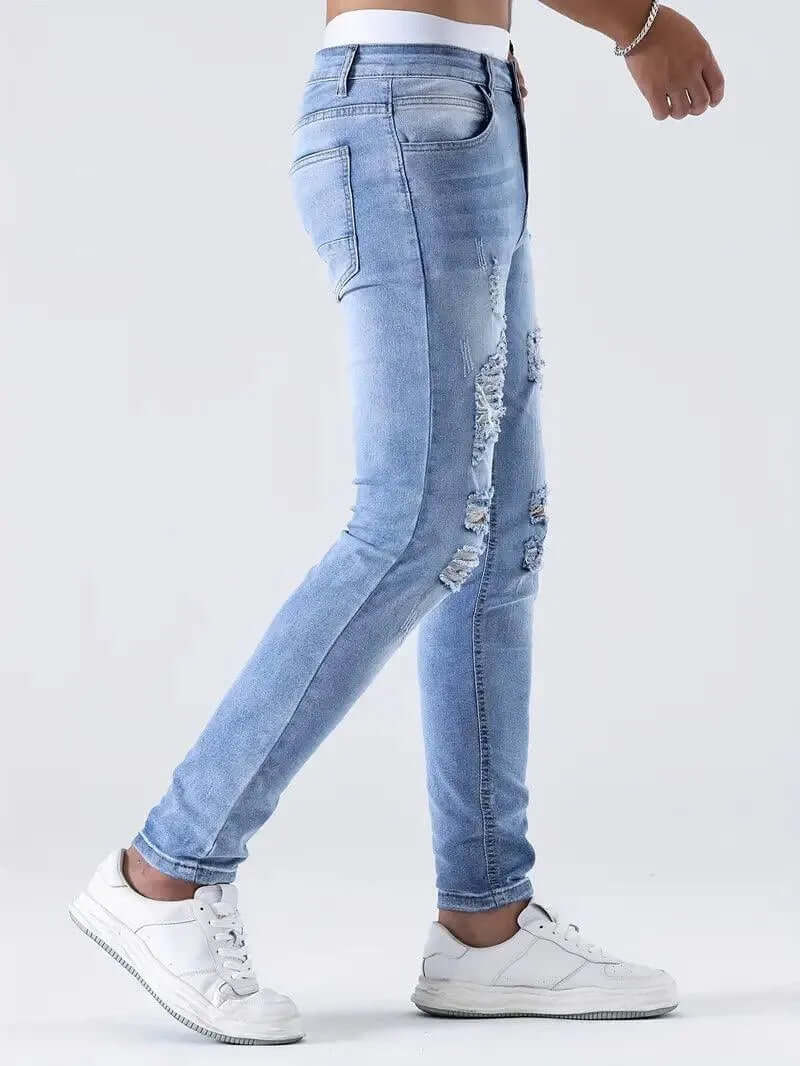 Men's Slim Fit Stretch Ripped Jeans