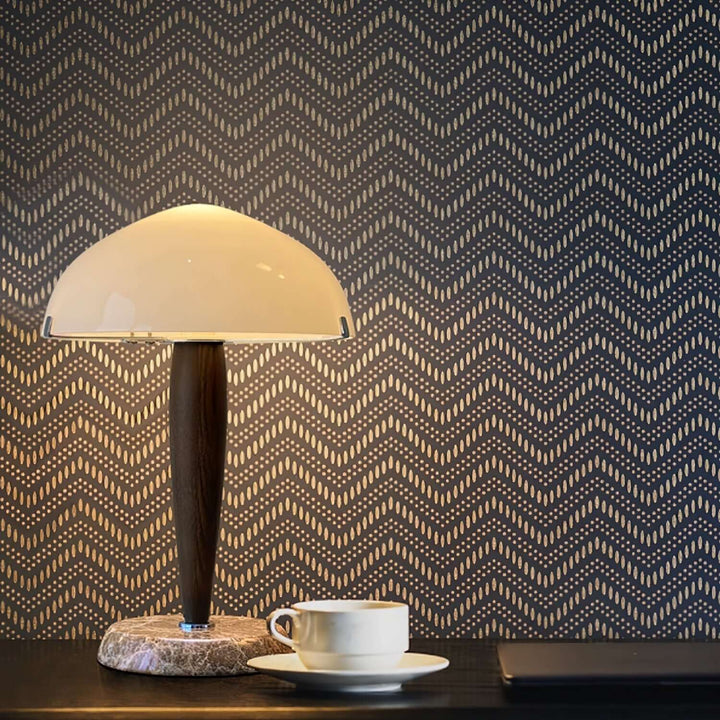 Elegant Glass & Wood Table Lamp