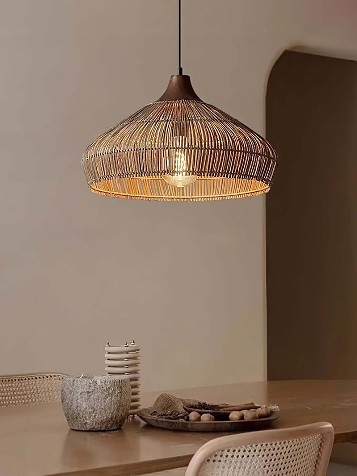 Woven Rattan Pendant Light - Handcrafted Bohemian Decor
