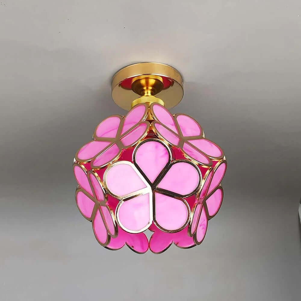 Floral Glass Ceiling Light Fixture for Hallway