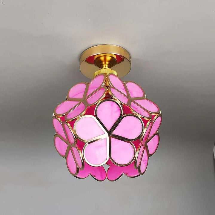 Floral Glass Ceiling Light Fixture for Hallway