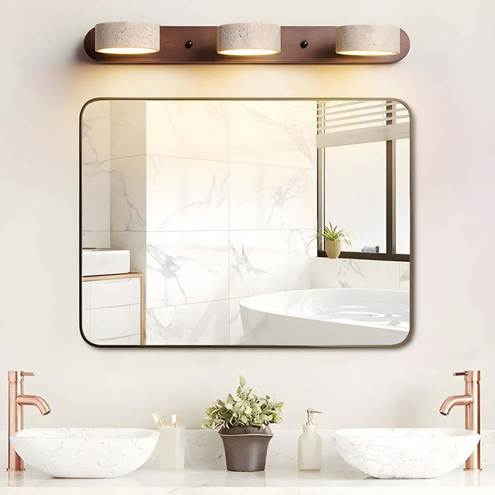 Natural Stone & Wood Wall Light Fixture