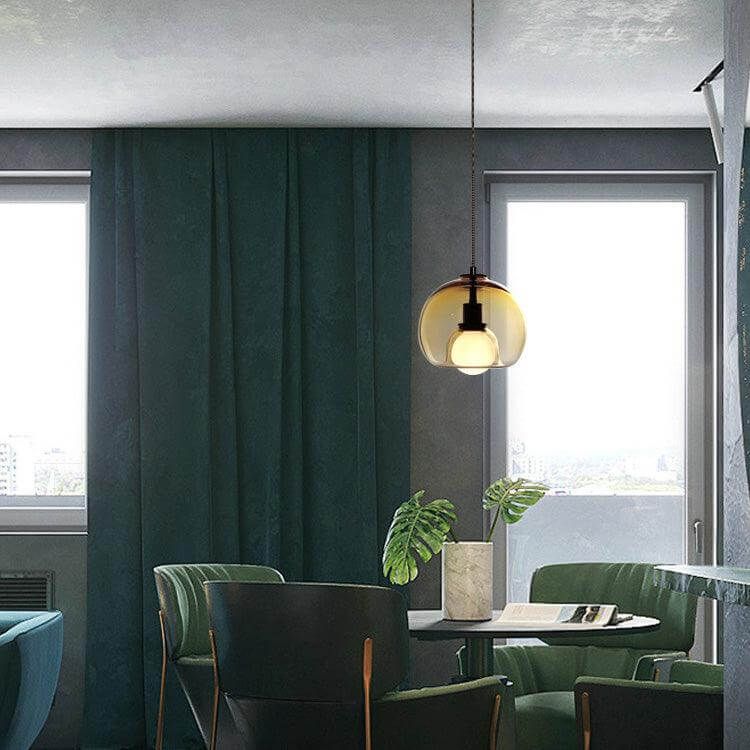 Modern Glass Pendant Light, 25cm Diameter