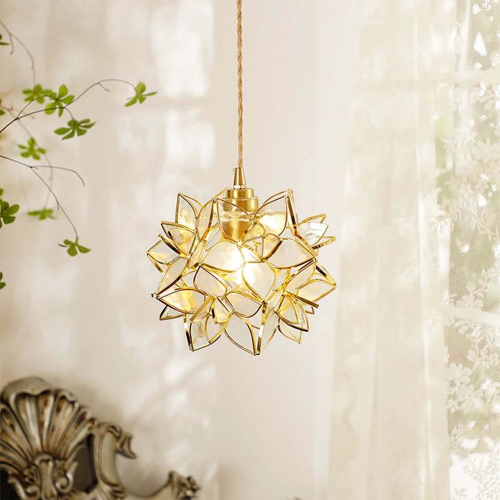 Capiz Shell Pendant Light, 20cm, Elegant Hanging Lamp