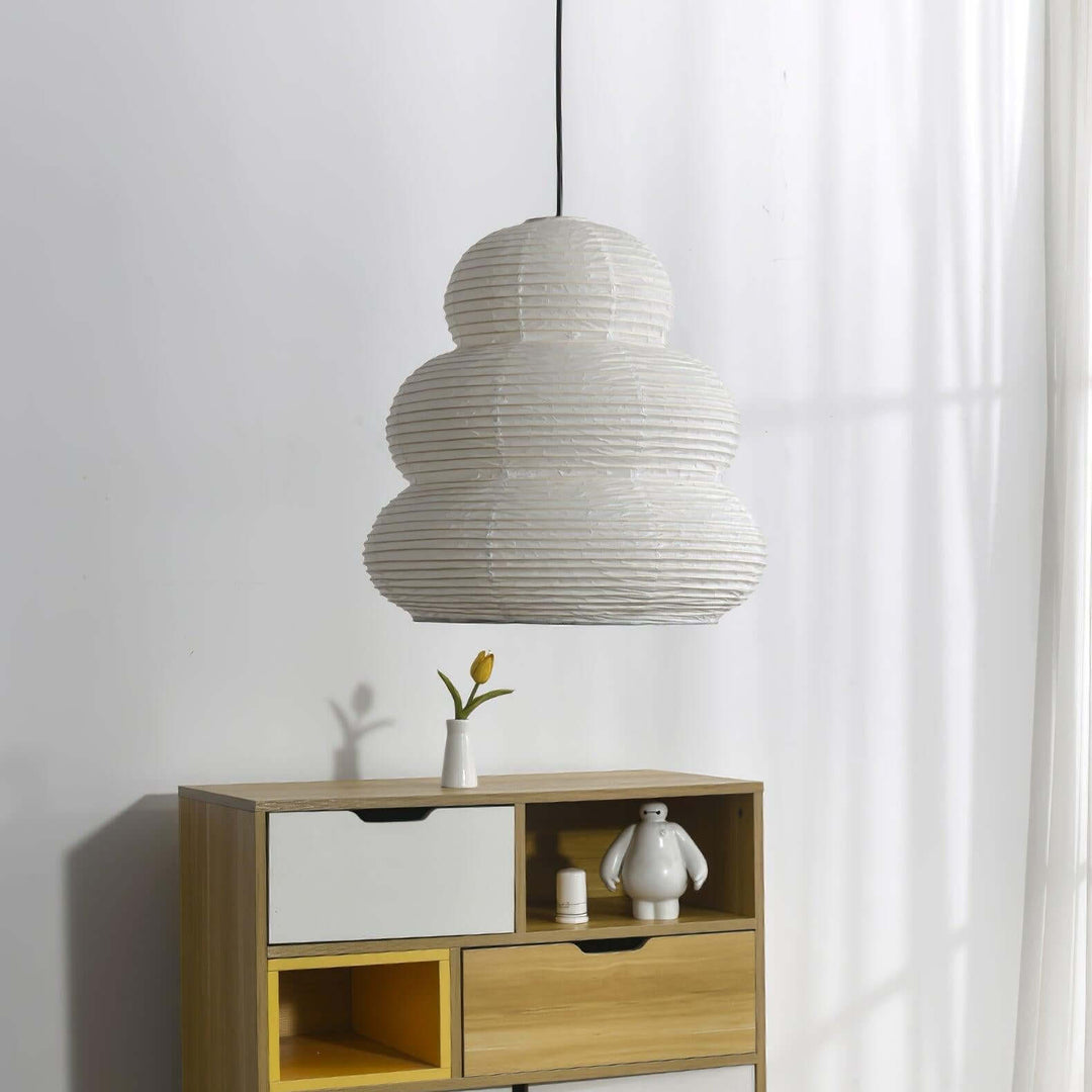 Round Pendant Light Fixture, 40cm Natural Paper Shade