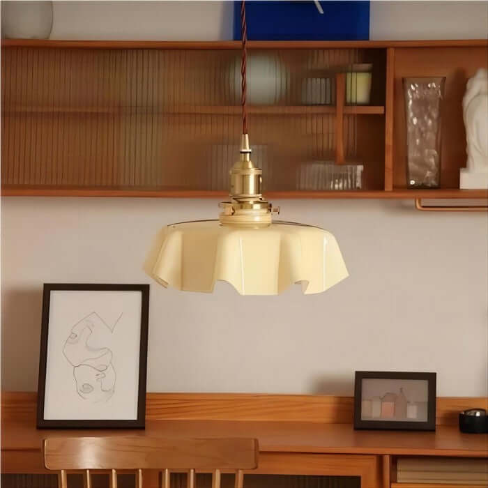 Retro Floral Glass Hanging Lamp 25cm