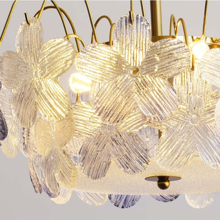 Floral Stained Glass Chandelier for Living Room