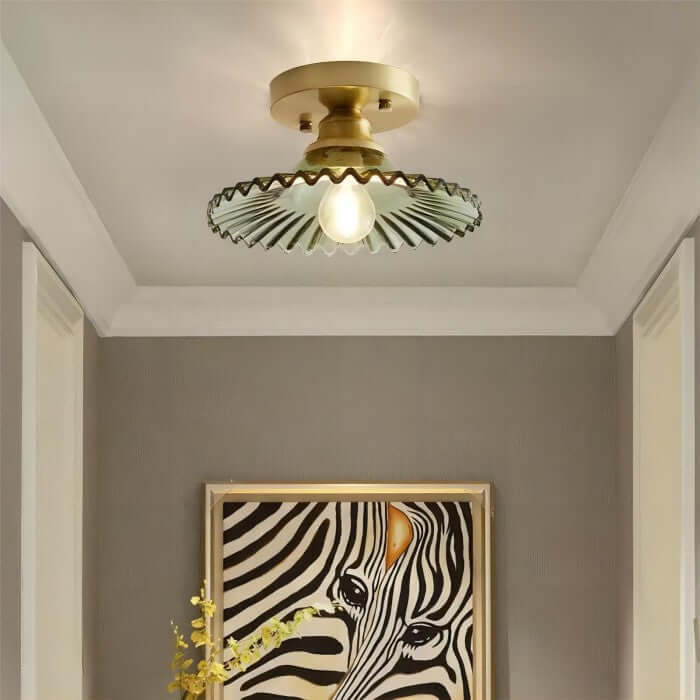 Vintage Style Clear Glass Ribbed Petal Ceiling Light