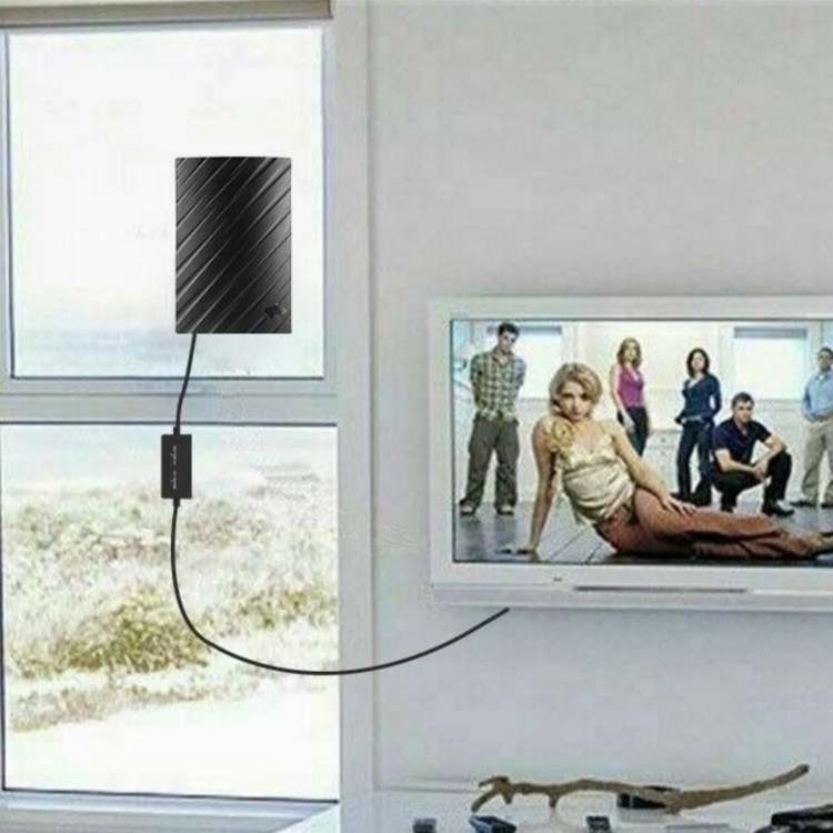 4K Indoor TV Aerial with sleek design and 600-mile range, enabling free access to HD and 4K channels without cable bills.
