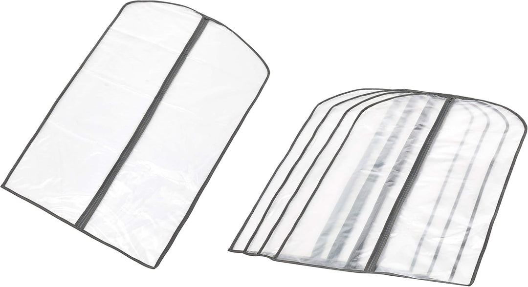 5-pack PEVA Garment Storage Bag Set with zippers, perfect for dust-free clothing protection & wardrobe organization.