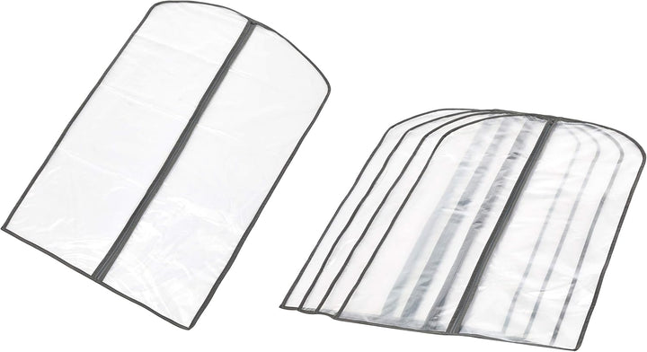 5-pack PEVA Garment Storage Bag Set with zippers, perfect for dust-free clothing protection & wardrobe organization.
