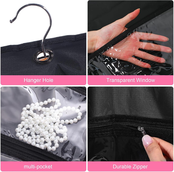 Foldable 5-pack costume travel organizer bags with clear pockets for dance & performance wear.