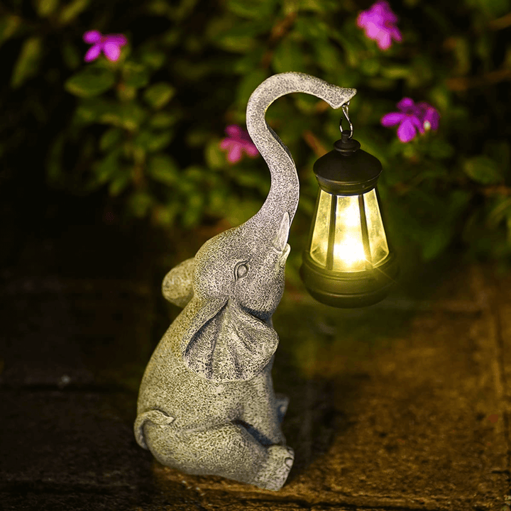 Solar Resin Elephant Garden Light