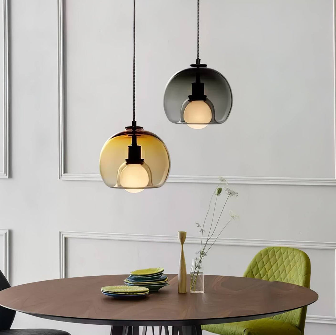 Modern Glass Pendant Light, 25cm Diameter