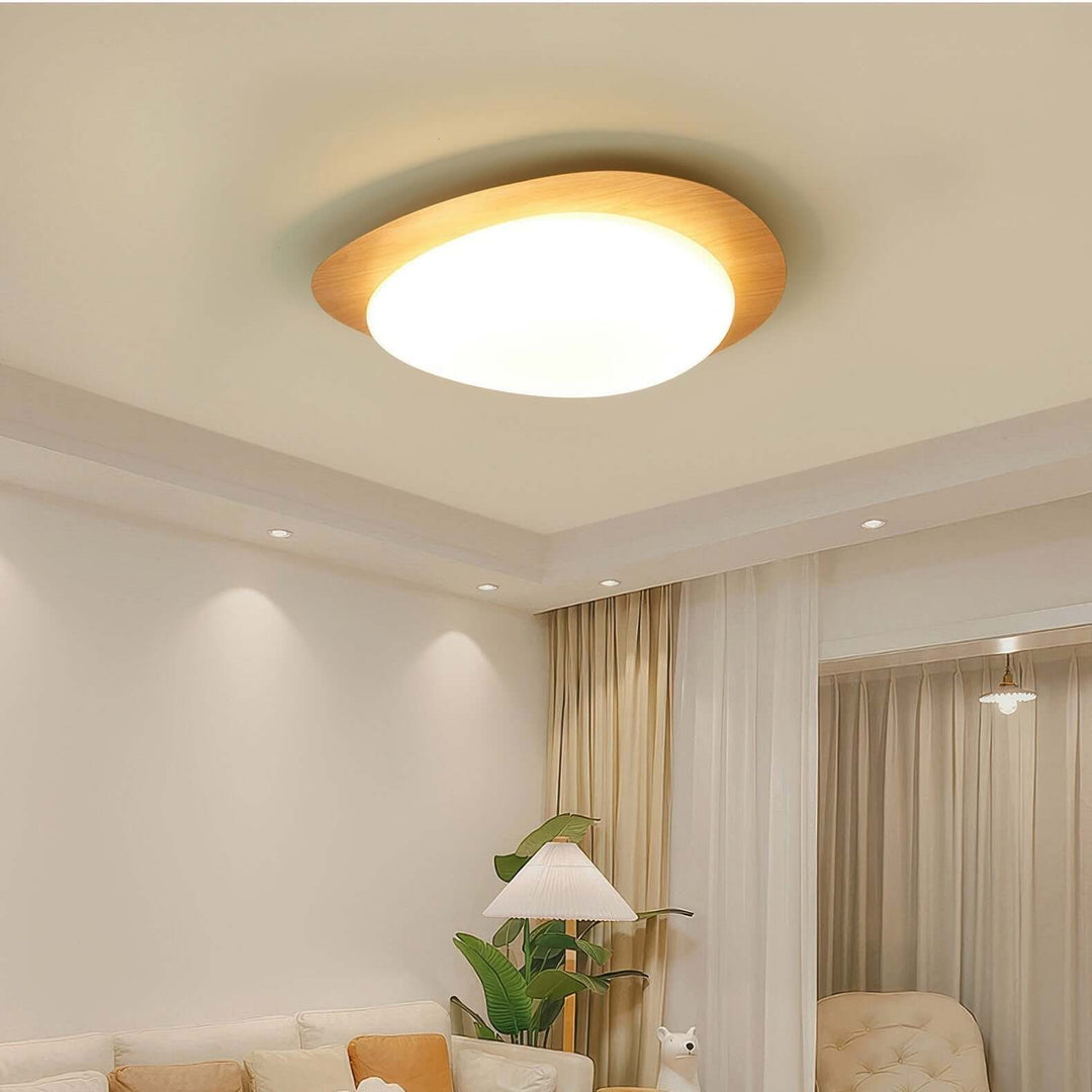 Modern Pebble Wood Grain LED Ceiling Light